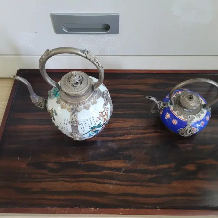 [BUNJANG] Antique Ceramic Brass Teapot Set / 도자기 백동 주전자