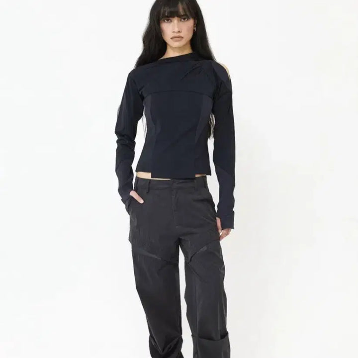 [SOLD OUT] 웻태그 FRONT TUCK RIB PANEL TOP CHARCOAL