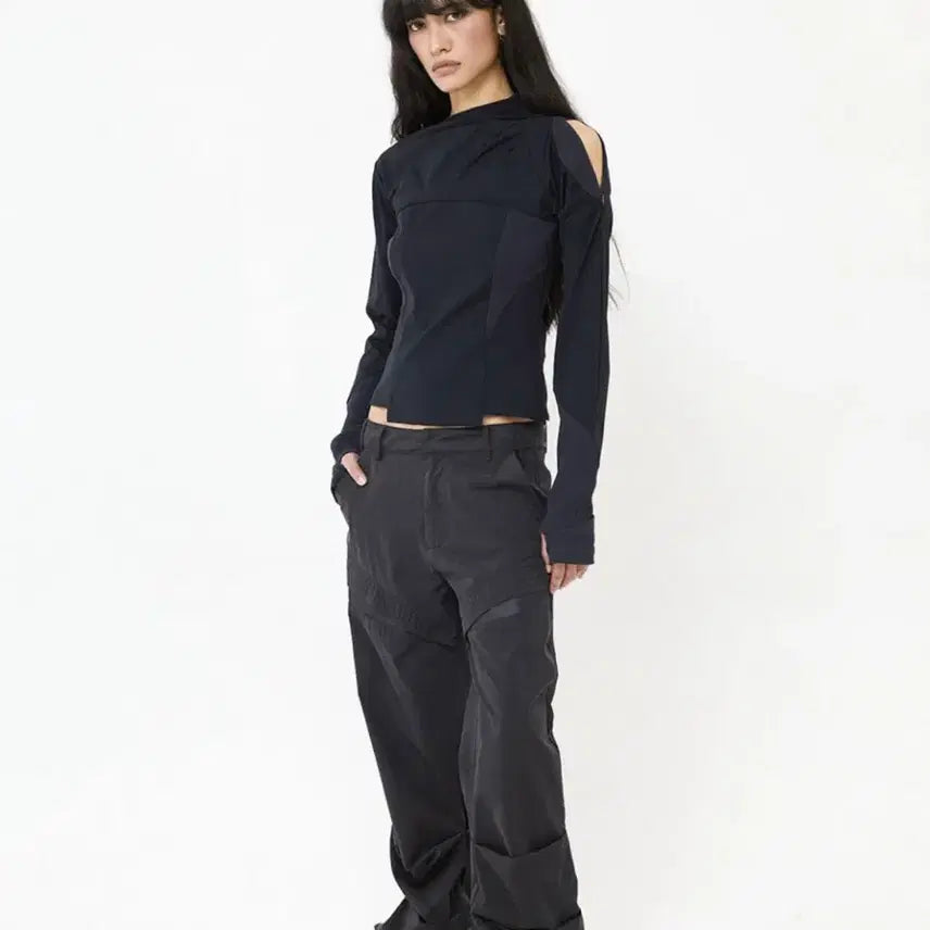 [SOLD OUT] 웻태그 FRONT TUCK RIB PANEL TOP CHARCOAL