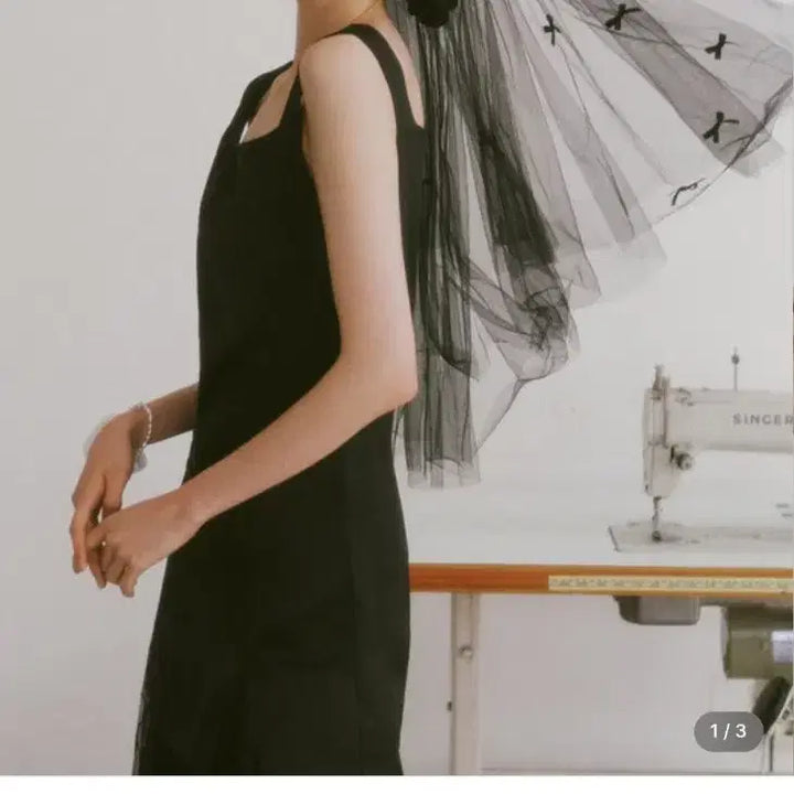 [BUNJANG] Gani Song Bridal Black Veil with Ribbon / 가니송 브라이덜 블랙 무드 베일 리본달림