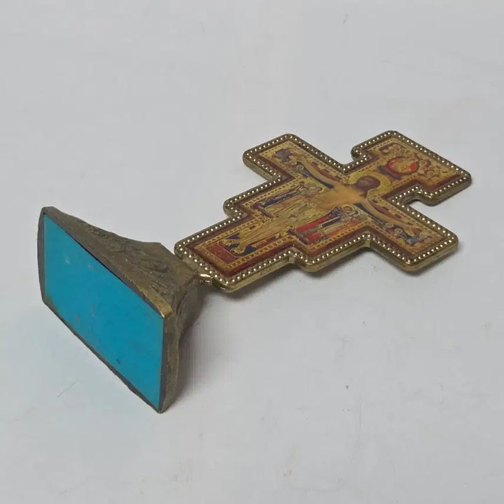 [BUNJANG] Damiano Cross Antique Golden Color Painted Item / 황동 다미아노 십자가 빈티지 앤틱 황금색 채색 십자가 예수님