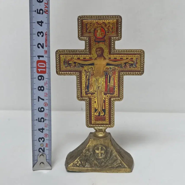 [BUNJANG] Damiano Cross Antique Golden Color Painted Item / 황동 다미아노 십자가 빈티지 앤틱 황금색 채색 십자가 예수님