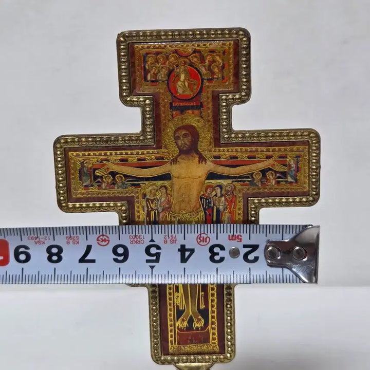 [BUNJANG] Damiano Cross Antique Golden Color Painted Item / 황동 다미아노 십자가 빈티지 앤틱 황금색 채색 십자가 예수님