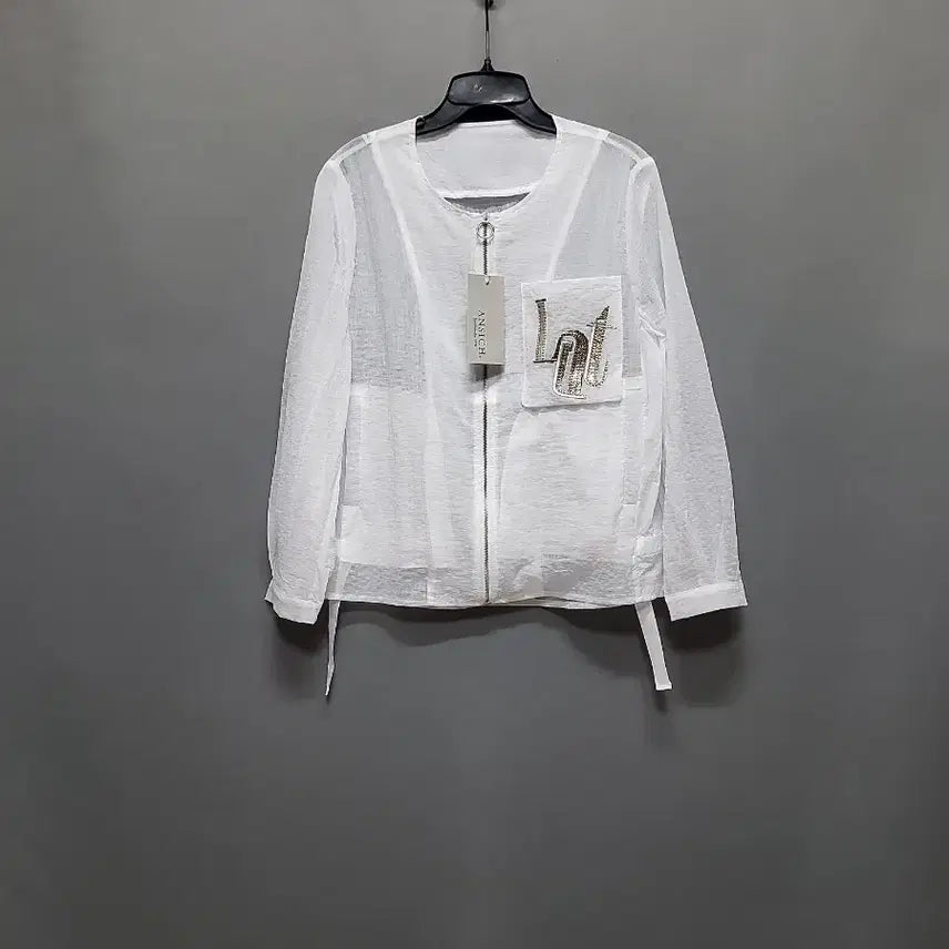 [SOLD OUT] 자수 포켓 시스루 블루종 (새상품)