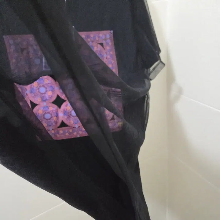 [BUNJANG] Anna Sui Black Bandana See-through Short Sleeve Shirt / 안나수이 블랙 반다나 시스루 반팔 (새옷) 미착용.  사이즈66