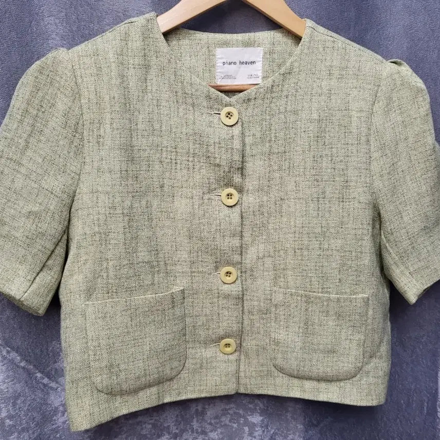 [BUNJANG] Piano Heaven Pistachio Short Sleeve Jacket (Olive) / piano heaven 피스타치오 반팔 자켓 (올리브)