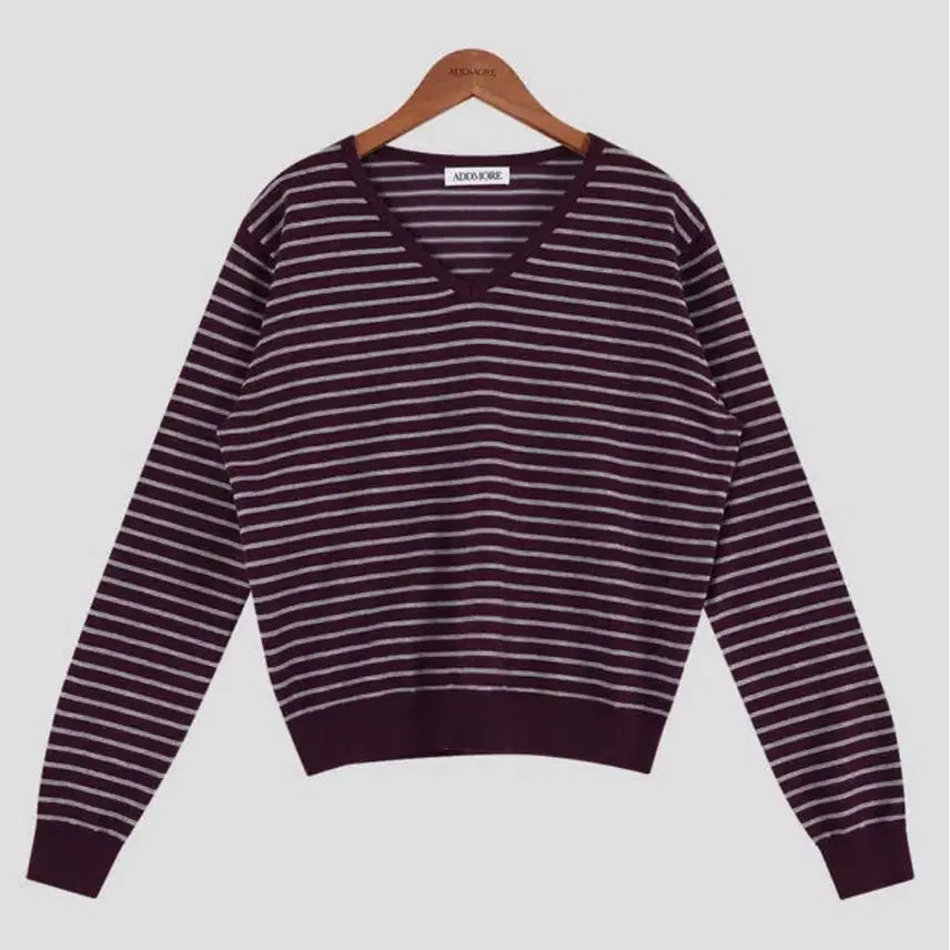 [BUNJANG] Edmore Weasley V-Neck Striped Knit Sweater / 새상품)에드모어 위즐리 브이넥 스트라이프 니트 버건디 그레이 free