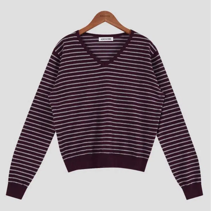 [BUNJANG] Edmore Weasley V-Neck Striped Knit Sweater / 새상품)에드모어 위즐리 브이넥 스트라이프 니트 버건디 그레이 free