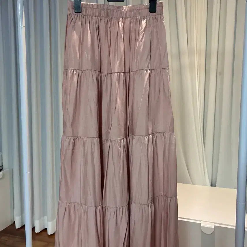 [BUNJANG] Pink Ruffle Long Skirt / 핑크 캉캉 롱스커트