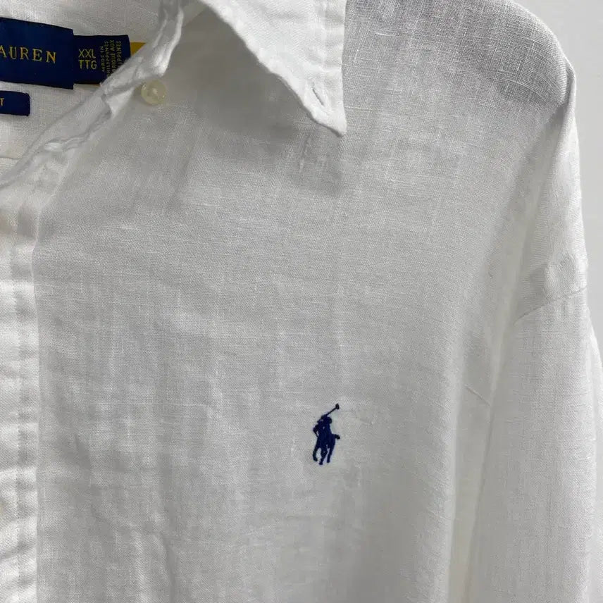 [BUNJANG] Polo Ralph Lauren Linen Shirt (White) / [2~3XL/신형큐알인증] 정품 폴로 랄프로렌 qr판 린넨 셔츠 화이트