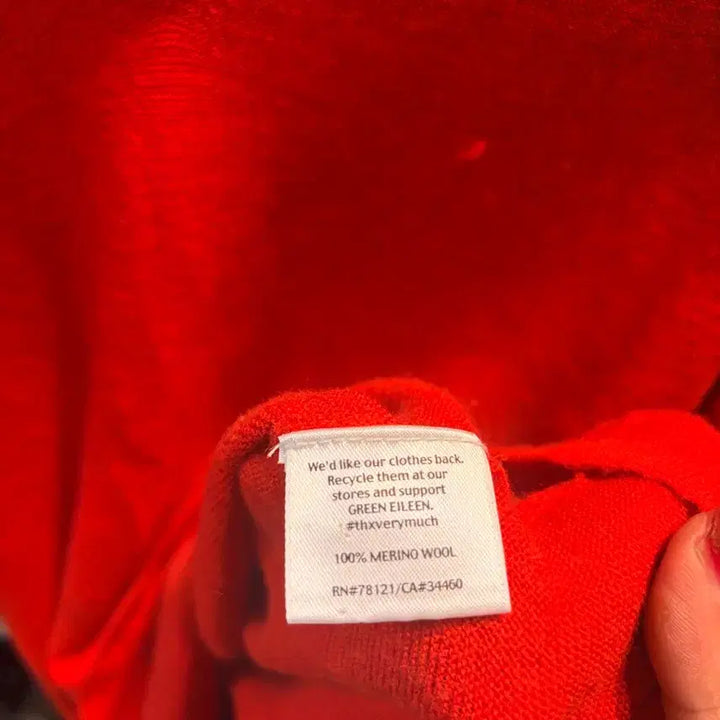 [BUNJANG] Eileen Fisher Red V-Neck Knit Sweater / 에일린 피셔 Eileen Fisher 빨간색 브이넥 니트