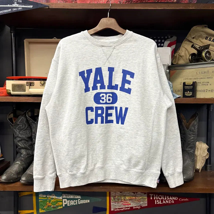 [BUNJANG] Yale Crew Heritage Lettering Heavyweight Sweatshirt / 예일 크루 헤리티지 레터링 헤비웨이트 스웻셔츠 N1215