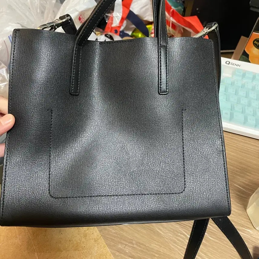 [BUNJANG] Jill Stuart New York Medium Tote Bag / 질스튜어트 뉴욕 토트백 미듐 20SS 블랙가죽 로고 레터링 미듐 토트백