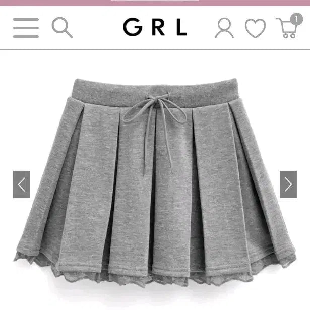 [SOLD OUT] 일브 GRL 그레일 인팬츠안감 레이스 스웨트 플리츠 미니스커트 회색