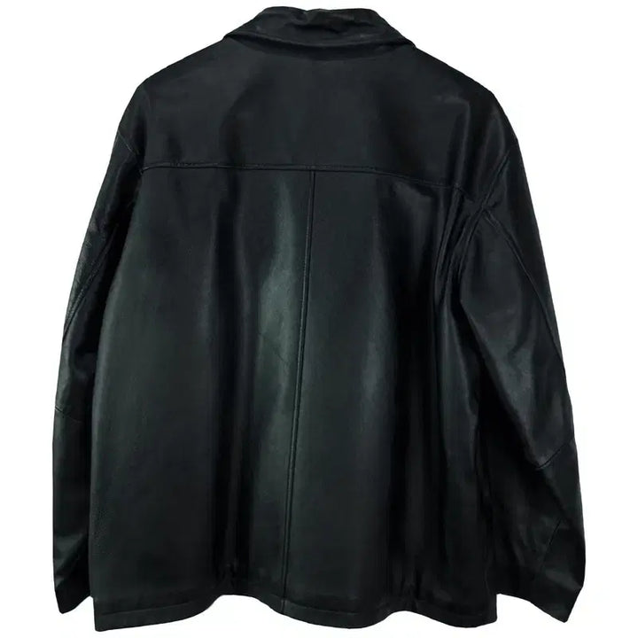 [BUNJANG] Vintage Real Sheepskin Leather Zip-Up Jacket Black / 빈티지 리얼 쉽스킨 양가죽 집업 레더 자켓 블랙 M20085