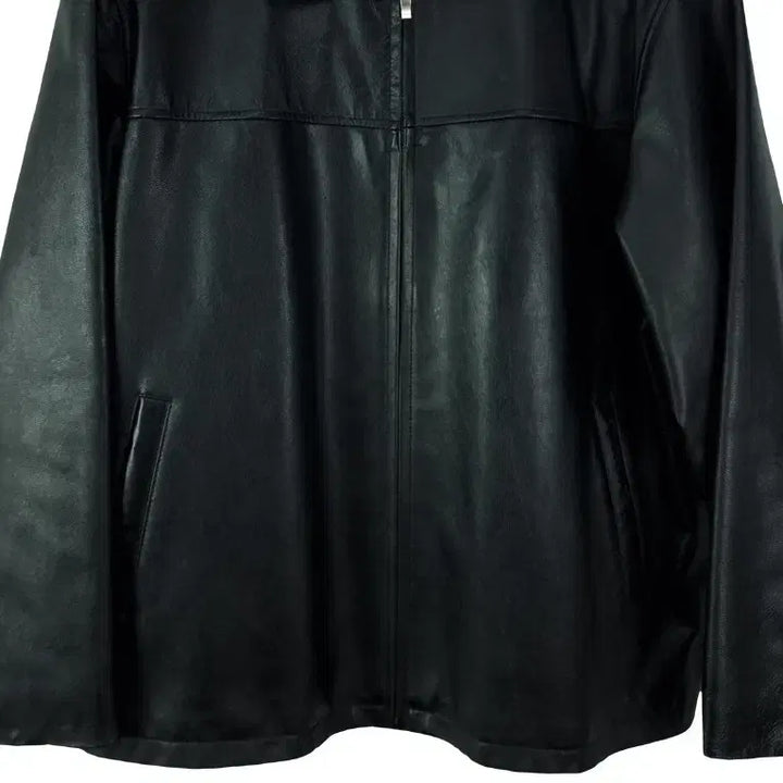 [BUNJANG] Vintage Real Sheepskin Leather Zip-Up Jacket Black / 빈티지 리얼 쉽스킨 양가죽 집업 레더 자켓 블랙 M20085
