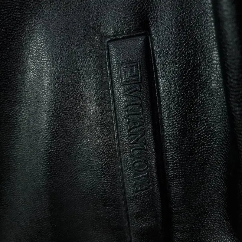 [BUNJANG] Vintage Real Sheepskin Leather Zip-Up Jacket Black / 빈티지 리얼 쉽스킨 양가죽 집업 레더 자켓 블랙 M20085