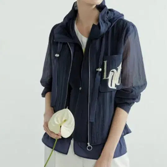[BUNJANG] Embroidered Pocket Sheer Blouson 77 / 자수 포켓 시스루 블루종 77(새상품)