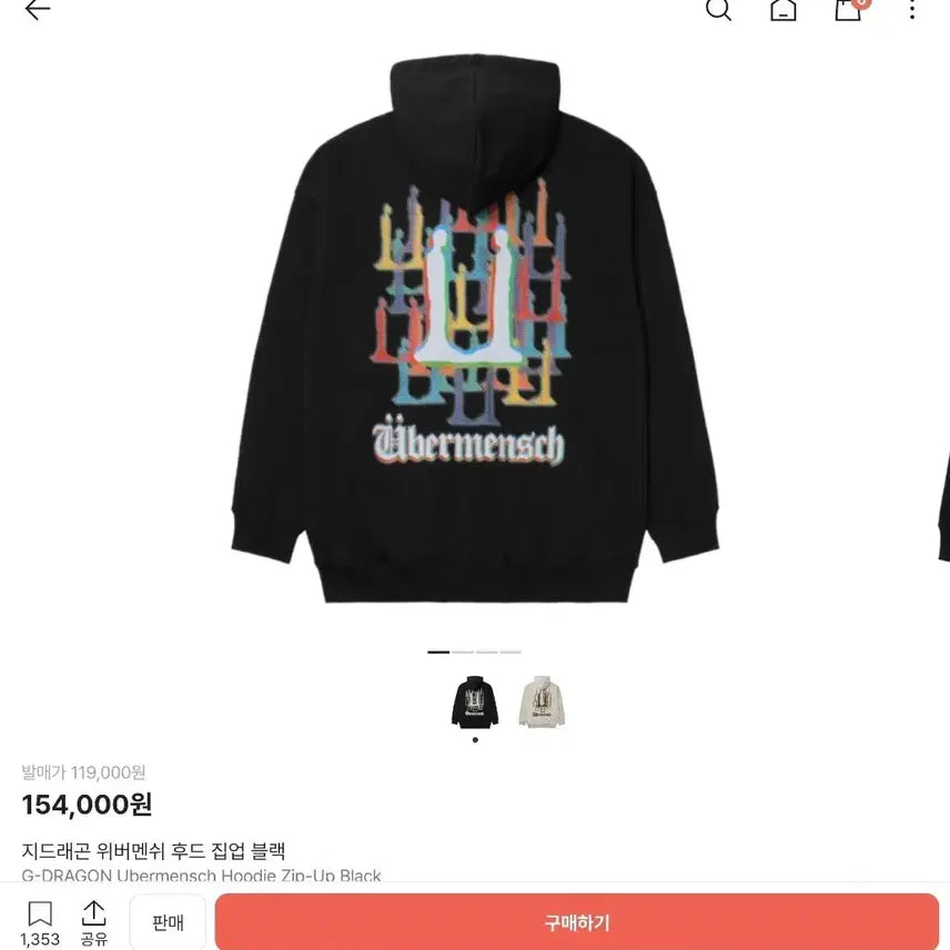[BUNJANG] G-Dragon We11done Hoodie Black Used / 지드래곤 위버멘쉬 후드 집업 블랙 중고