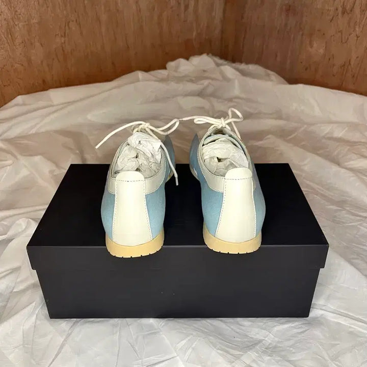 [BUNJANG] Jil Sander Light Blue Canvas Sneakers / 질 샌더 라이트 블루 캔버스 크림 레더 레이스업 스니커즈