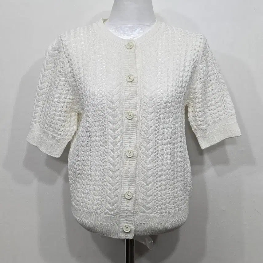 [SOLD OUT] [90] 여성 빈폴 코튼 크로셰 라운드넥 가디건 아이보리