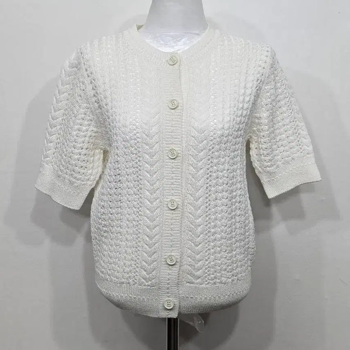 [SOLD OUT] [90] 여성 빈폴 코튼 크로셰 라운드넥 가디건 아이보리
