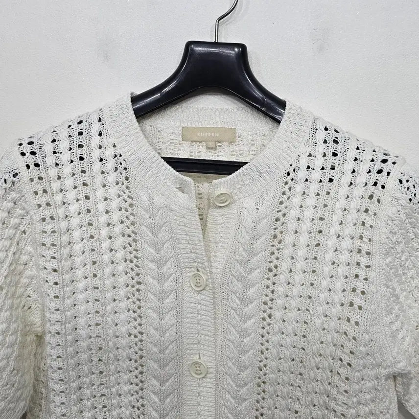 [SOLD OUT] [90] 여성 빈폴 코튼 크로셰 라운드넥 가디건 아이보리