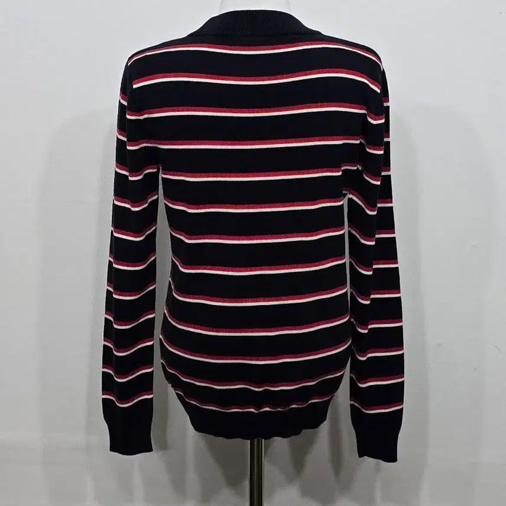 [BUNJANG] Sandro Navy/Red Striped Long Sleeve Knit Top / [90] 여성 산드로 네이비/레드 스트라이프 긴팔 니트