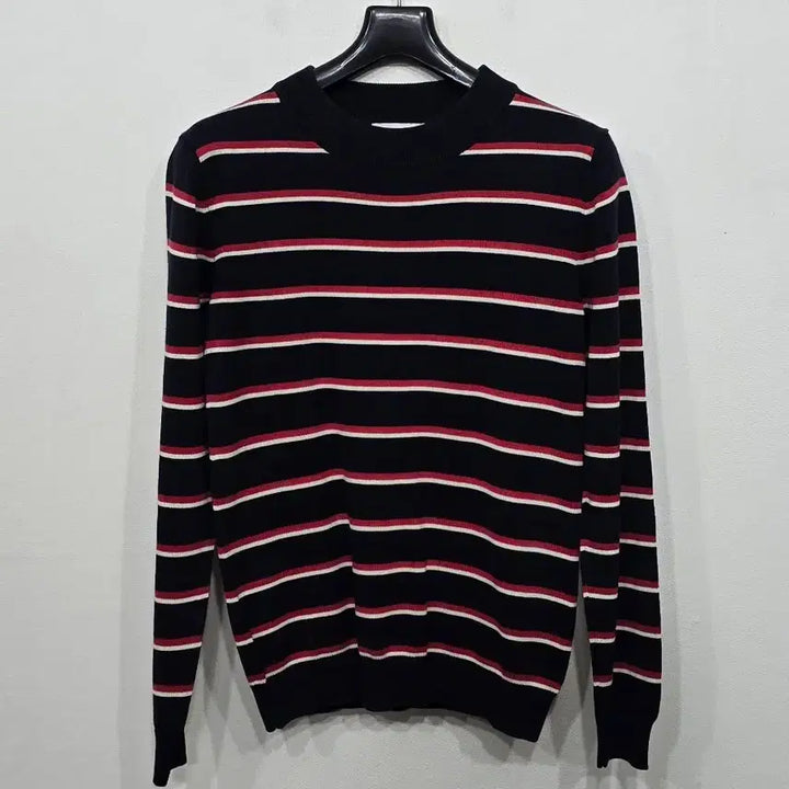 [BUNJANG] Sandro Navy/Red Striped Long Sleeve Knit Top / [90] 여성 산드로 네이비/레드 스트라이프 긴팔 니트