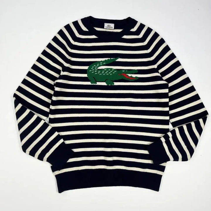 [BUNJANG] Lacoste Big Croc Striped Knit Sweater (L) / 라코스테 빅 크록 스트라이프 니트 (L)