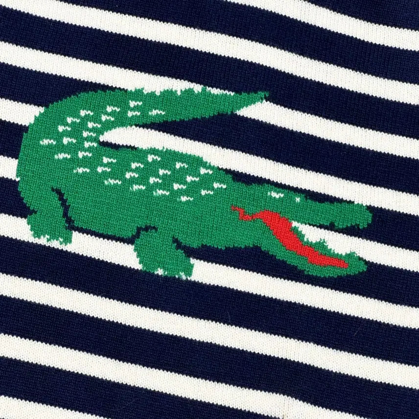 [BUNJANG] Lacoste Big Croc Striped Knit Sweater (L) / 라코스테 빅 크록 스트라이프 니트 (L)