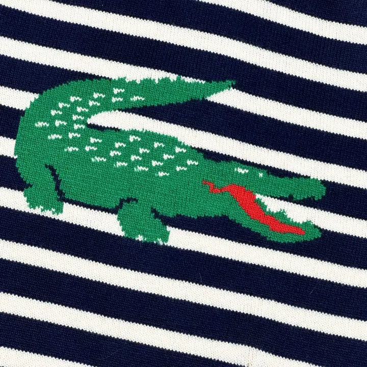 [BUNJANG] Lacoste Big Croc Striped Knit Sweater (L) / 라코스테 빅 크록 스트라이프 니트 (L)