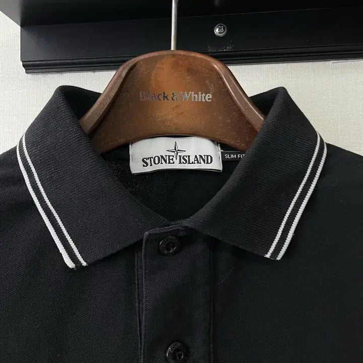 [SOLD OUT] 스톤아일랜드 블랙 반팔 폴로티셔츠 M
