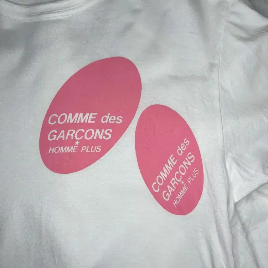 [BUNJANG] Comme des Garcons Homme Plus Pink Oval Double Logo T-Shirt / 꼼데가르송 옴므 플러스 핑크 오벌 더블 로고 티셔츠