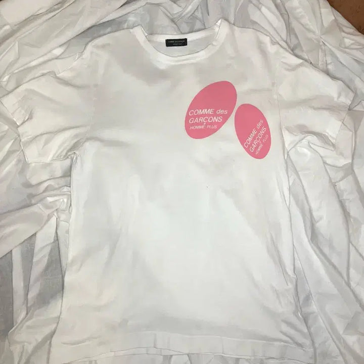 [BUNJANG] Comme des Garcons Homme Plus Pink Oval Double Logo T-Shirt / 꼼데가르송 옴므 플러스 핑크 오벌 더블 로고 티셔츠