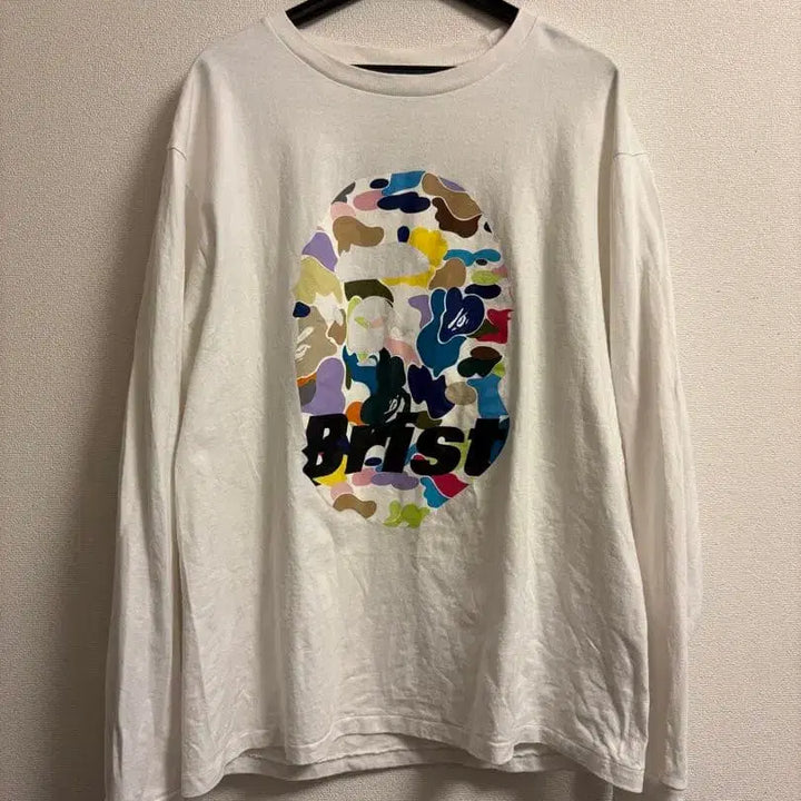 [BUNJANG] BAPE x F.C.R.B. Ape Head Long Sleeve T-shirt (White) / 베이프 X F.C.R.B. 에이프 헤드 롱슬리브 티셔츠 화이트