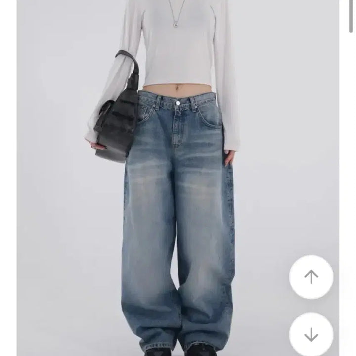 [BUNJANG] OOTJ Deep Washing Wide Denim Jeans / OOTJ 딥워싱 와이드 데님 M ootj 바지 와이드 바지