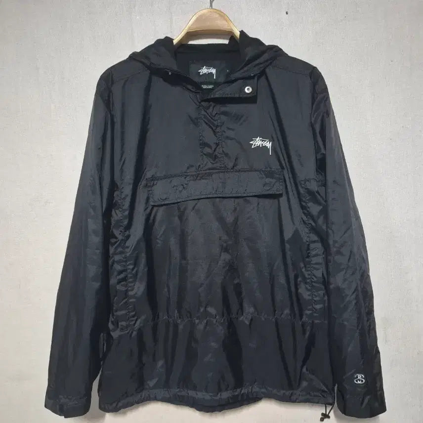 [BUNJANG] Stussy Black Anorak Hooded Windbreaker (L) / 스투시 블랙 아노락 후드 바람막이(L)