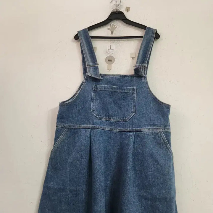 [SOLD OUT] 와이드청 데님 롱 멜빵 원피스