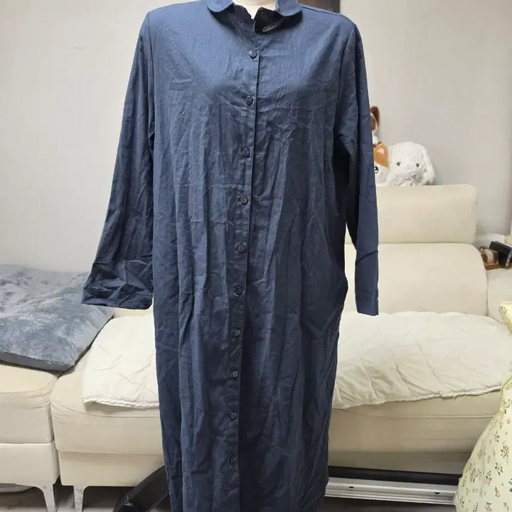 [BUNJANG] XL Navy Long Dress Shirt / <새상품> 네이비 빅사이즈 XL 롱원피스 남방 셔츠