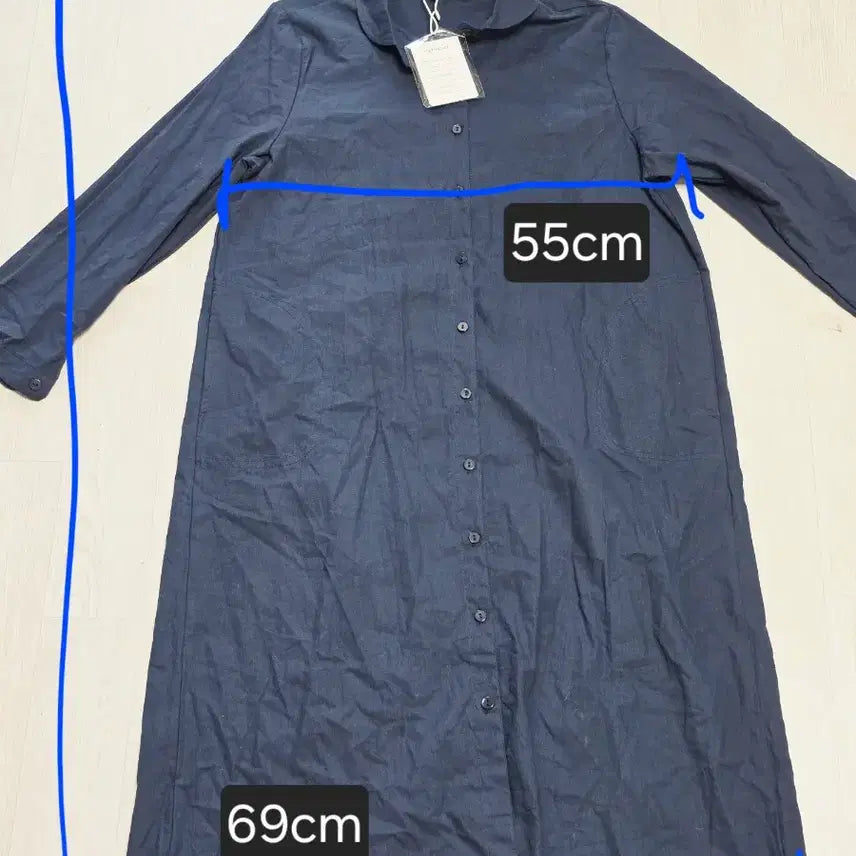 [BUNJANG] XL Navy Long Dress Shirt / <새상품> 네이비 빅사이즈 XL 롱원피스 남방 셔츠
