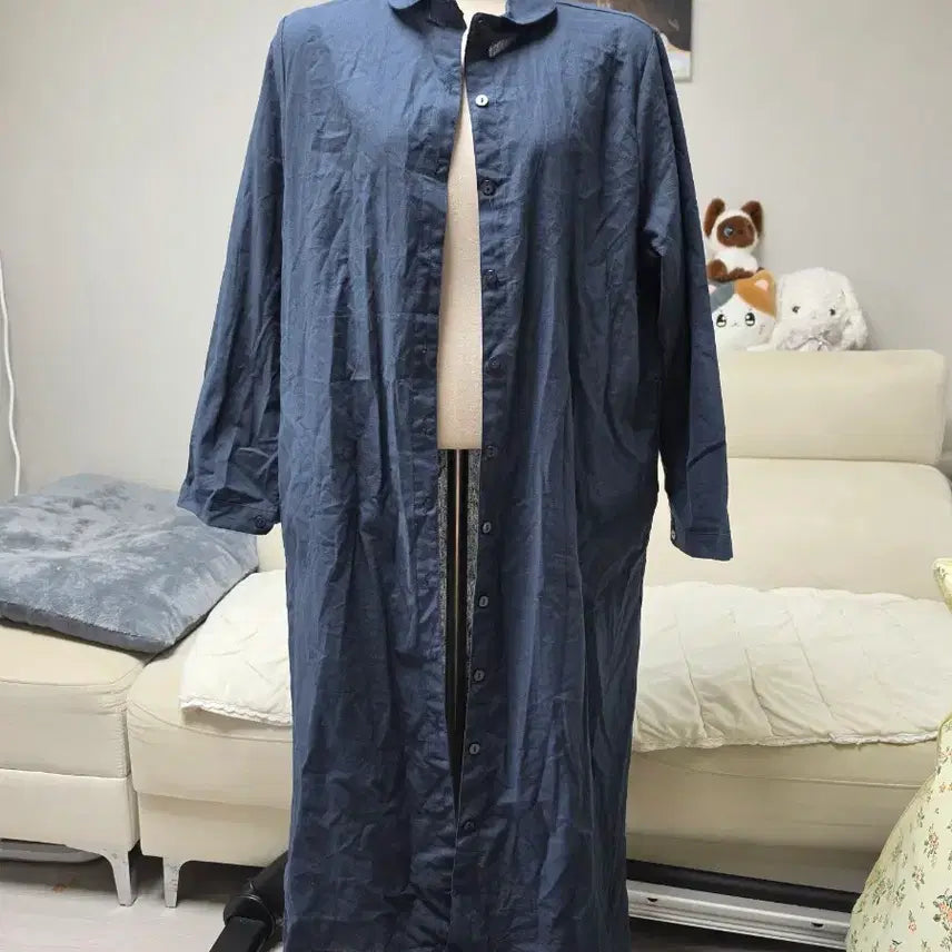 [BUNJANG] XL Navy Long Dress Shirt / <새상품> 네이비 빅사이즈 XL 롱원피스 남방 셔츠