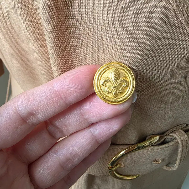 [BUNJANG] Leilian Beige Gold Button Belt Dress / Leilian 베이지 금장 더블 버튼 벨트 원피스