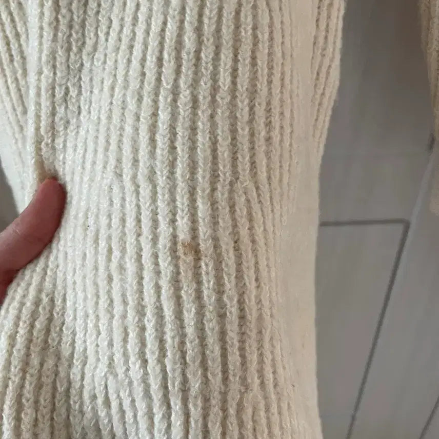 [BUNJANG] Ivory Ribbed Knit Dress / 아이보리 골지 니트 원피스