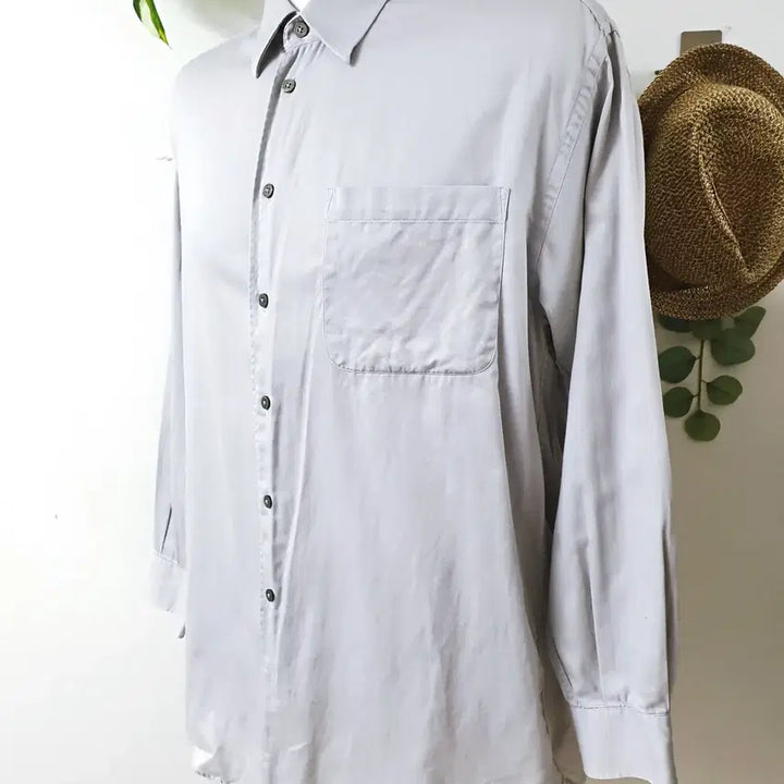 [BUNJANG] Nautica Satin Cotton Dress Shirt - Grey / 노티카 사틴 코튼 드레스셔츠 100 그레이