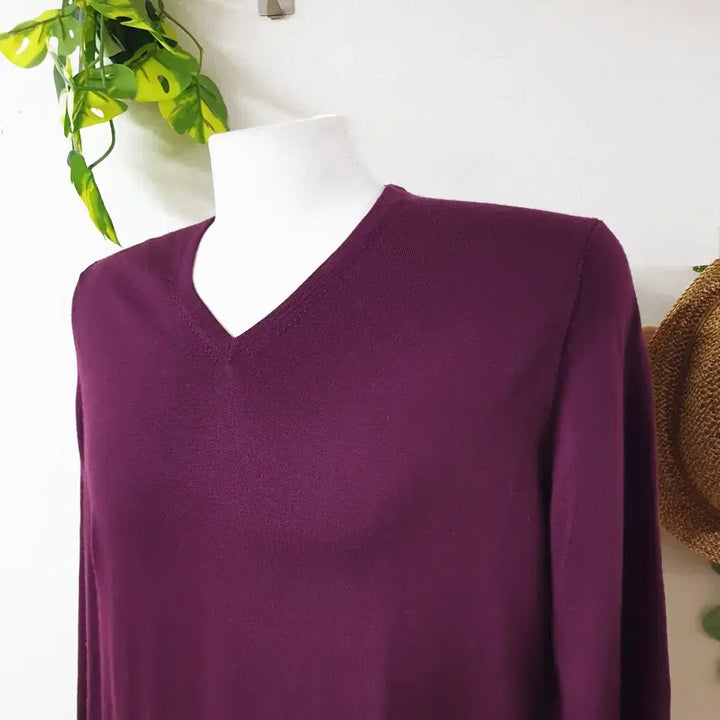 [BUNJANG] Tom Rusborg Merino Wool V-Neck Knit Sweater / 톰러스보그 남성 메리노울 V넥니트 100 퍼플 L