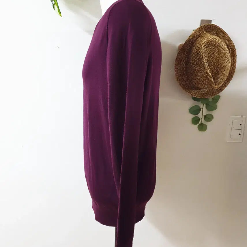 [BUNJANG] Tom Rusborg Merino Wool V-Neck Knit Sweater / 톰러스보그 남성 메리노울 V넥니트 100 퍼플 L