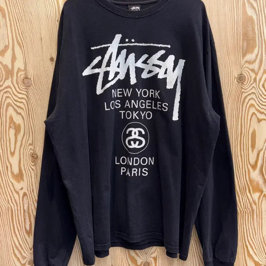 [BUNJANG] Stussy World Tour Long Sleeve Shirt / 스투시 월드투어 롱슬리브
