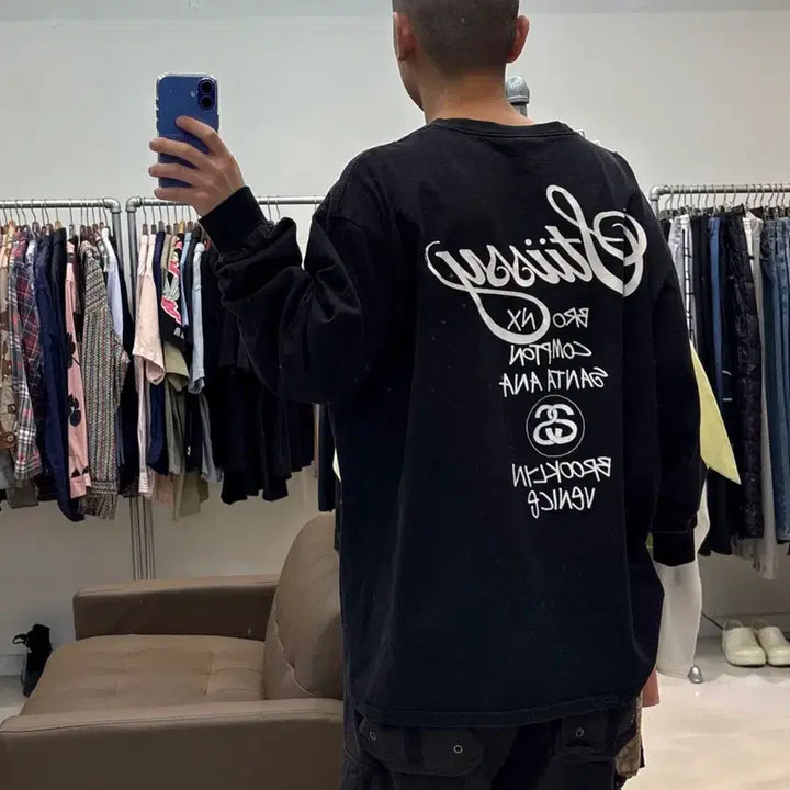 [BUNJANG] Stussy World Tour Long Sleeve Shirt / 스투시 월드투어 롱슬리브