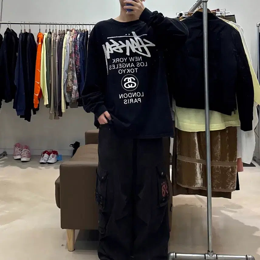 [BUNJANG] Stussy World Tour Long Sleeve Shirt / 스투시 월드투어 롱슬리브